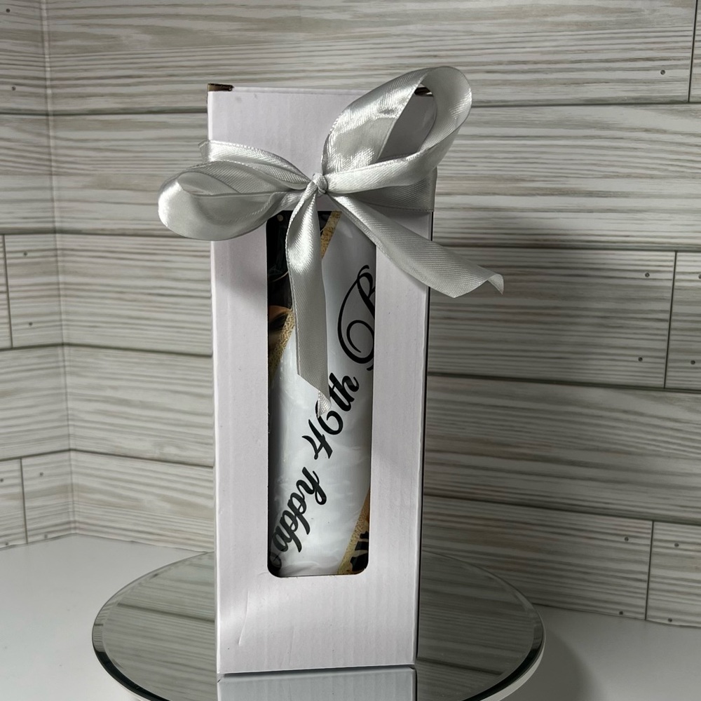 Custom Black Gold & White Floral 20oz Stainless Steel Tumblers